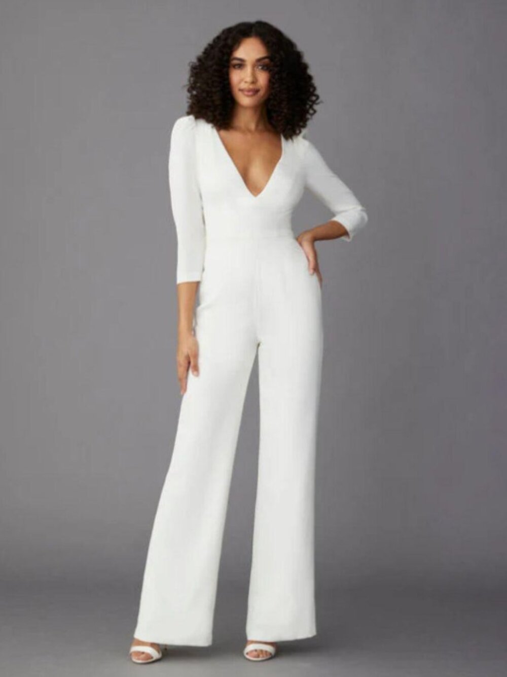 Ivory V-Neck Jumpsuit Style Jane By Lazaro Size 10